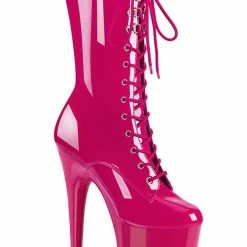 Shoes Pleaser USA Flamingo-1050 8inch Pleaser Boots - Patent Hot Pink