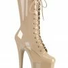 Shoes Pleaser USA Flamingo-1050 8inch Pleaser Boots - Patent Beige