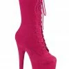 Pleaser USA Flamingo-1050FS Faux Suede 8inch Pleaser Boots - Hot Pink