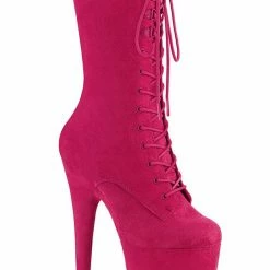 Pleaser USA Flamingo-1050FS Faux Suede 8inch Pleaser Boots - Hot Pink