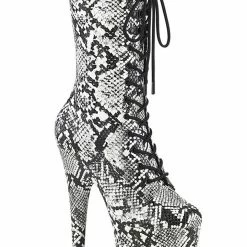 Pleaser USA Flamingo-1050SP 8inch Pleaser Boots - White Snake Shoes