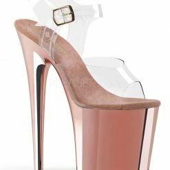 Pleaser USA Flamingo-808 Chrome 8inch Pleasers - Rose Gold Most Loved
