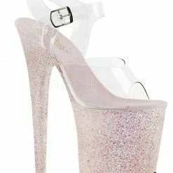 Pleaser USA Flamingo-808LG Holographic Glitter 8inch Pleasers - Opal Shoes