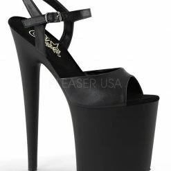 Shoes Pleaser USA Flamingo-809 Faux Leather 8inch Pleasers - Matte Black