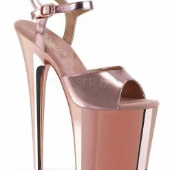 Shoes Pleaser USA Flamingo-809 Metallic/Chrome 8inch Pleasers - Rose Gold