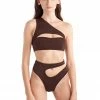 Hamade Activewear Asymmetric High Cut Bottoms - Dark Brown