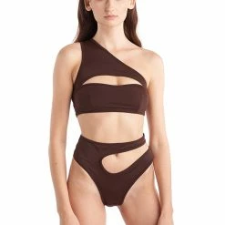 Hamade Activewear One Shoulder Top - Dark Brown All Pole Wear