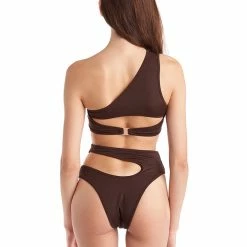 Hamade Activewear One Shoulder Top - Dark Brown All Pole Wear