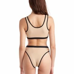 Hamade Activewear Lace Up High Cut Bottoms - Sand/Black