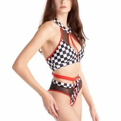 Hamade Activewear Halter Neck Top - Checkered Print All Pole Wear