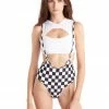 All Pole Wear Hamade Activewear High Waisted Sling Bottoms - Checkered