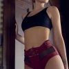 Hamade Activewear High Waisted Buckle Bottoms - Brick Red