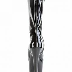 Pleaser USA Flamingo-1051 8inch Peep Toe Pleaser Boots - Patent Black