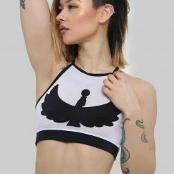 All Pole Wear Creatures Of XIX I S I S Halter Top - Black With White Mesh