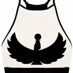 All Pole Wear Creatures Of XIX I S I S Halter Top - Black With White Mesh