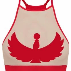 Creatures Of XIX I S I S Halter Top - Red With Sand Mesh All Pole Wear