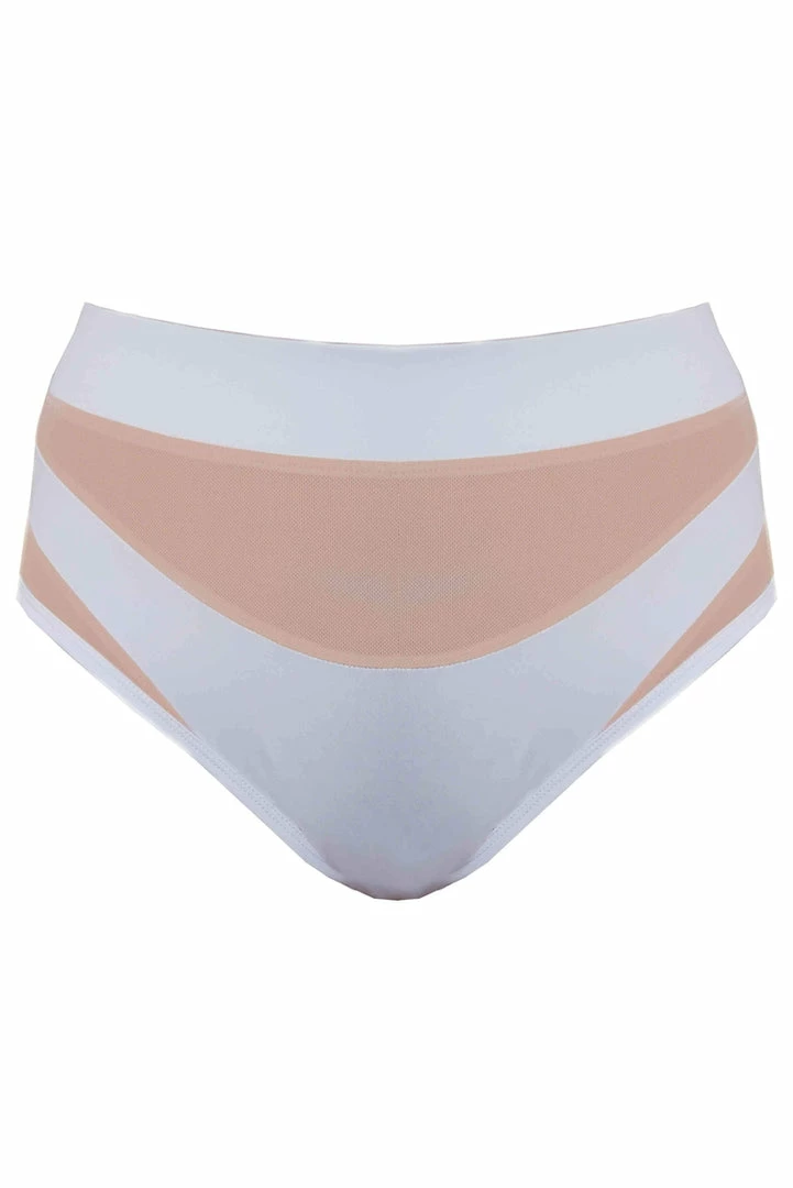 Creatures Of XIX I S I S High Waisted Bottoms - White With Sand Mesh Shorts