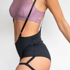 Most Loved Lunalae Zena Garter Overall Sling Bottoms - Black