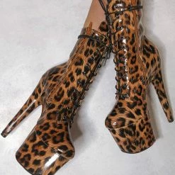 Shoes Hella Heels EmpireKicks 7inch Booties - Leopard