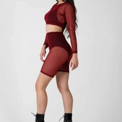 REV ACTIV Mesh Cycling Shorts - Burgundy All Pole Wear