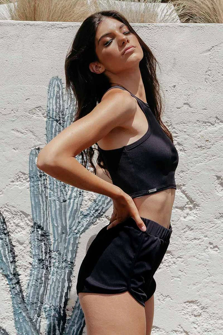 Paradise Chick Miami Athletic Shorts - Ribbed Black All Pole Wear