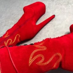 Shoes Hella Heels HellGirl Front Lace 8inch Boots - Red/Yellow