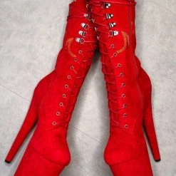 Shoes Hella Heels HellGirl Front Lace 8inch Boots - Red/Yellow