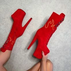 Shoes Hella Heels HellGirl Front Lace 8inch Boots - Red/Yellow