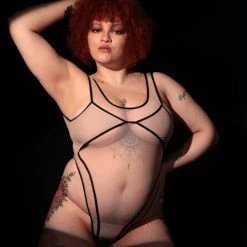 Rolling Vertigo Bodysuit - Beige/Black