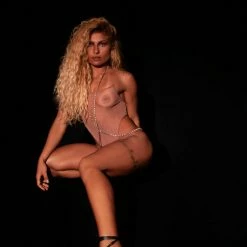 New In Rolling Astral Bottom Garter Chain - Crystal