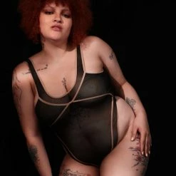 Rolling Vertigo Bodysuit - Black/Beige