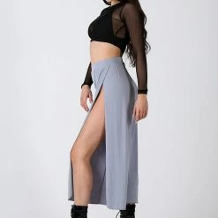 REV ACTIV Sensual Flow Pants (with Leg Slit) - Grey Loungewear Bottoms