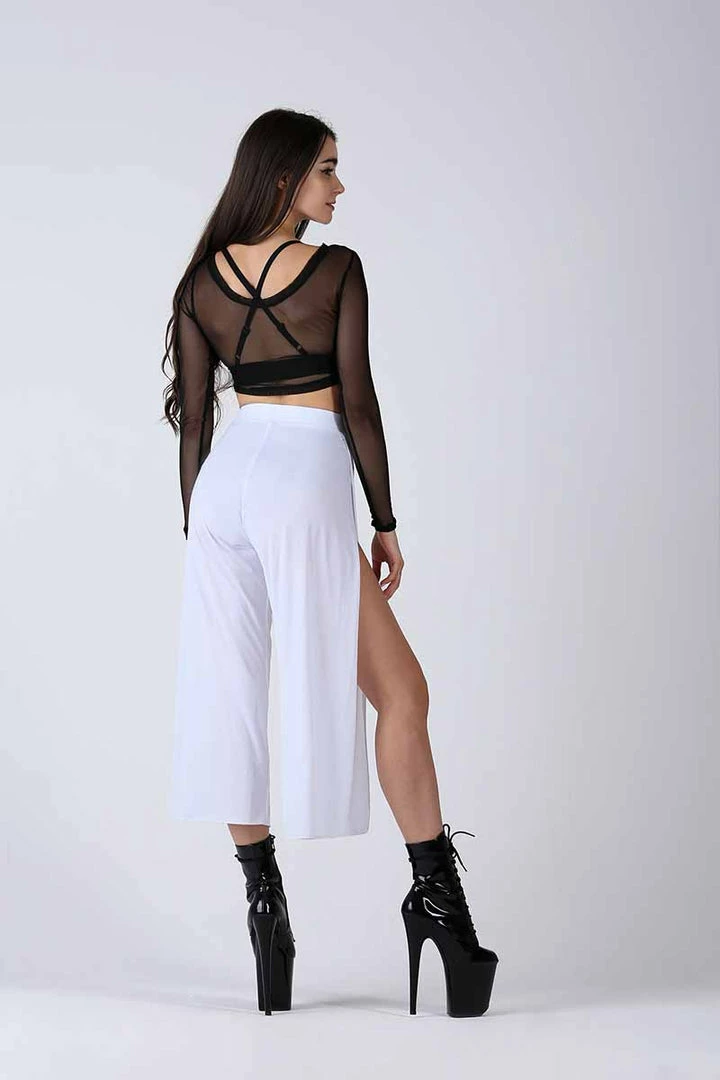 REV ACTIV Sensual Flow Pants (with Leg Slit) - White Loungewear Bottoms
