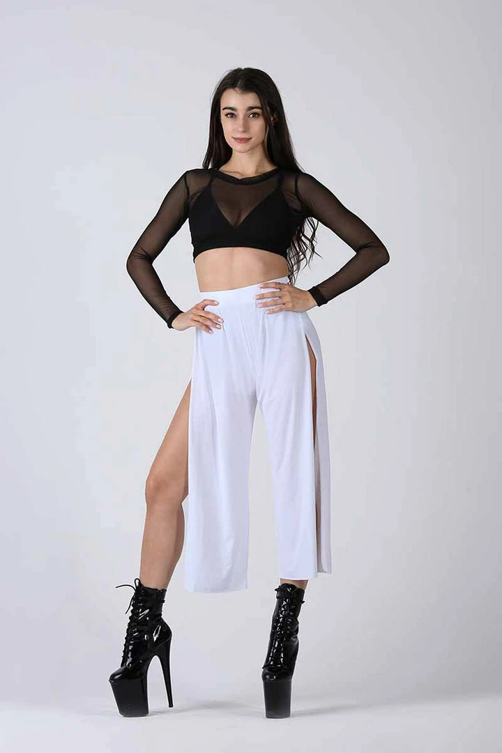 REV ACTIV Sensual Flow Pants (with Leg Slit) - White Loungewear Bottoms