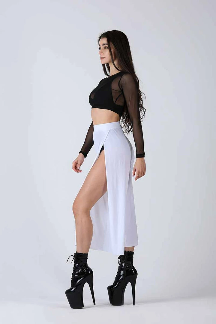 REV ACTIV Sensual Flow Pants (with Leg Slit) - White Loungewear Bottoms