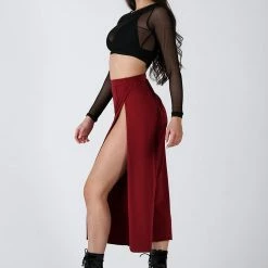 Back In Stock REV ACTIV Sensual Flow Pants (with Leg Slit) - Wine
