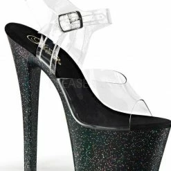 Pleaser USA Sky-308MG Mini Glitter 7inch Pleasers - Black