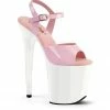 New In Pleaser USA Flamingo-809 8inch Pleasers - Patent Baby Pink/White