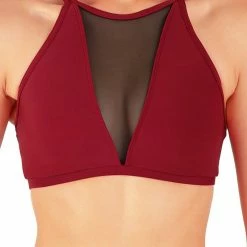 Tops Dragonfly Victoria Sports Bra - Burgundy Mesh