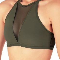 Dragonfly Victoria Sports Bra - Khaki Mesh All Pole Wear
