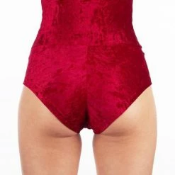 Dragonfly Betty High-Waisted Shorts - Velvet Red All Pole Wear