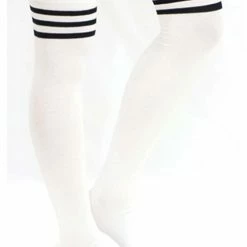 Lunalae Thigh High Socks - White/Black